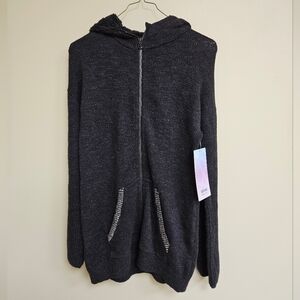 Ivivva Lululemon Playful Poise Jacket Sherpa Fleece Zip Up Hooded Dark Gray 14